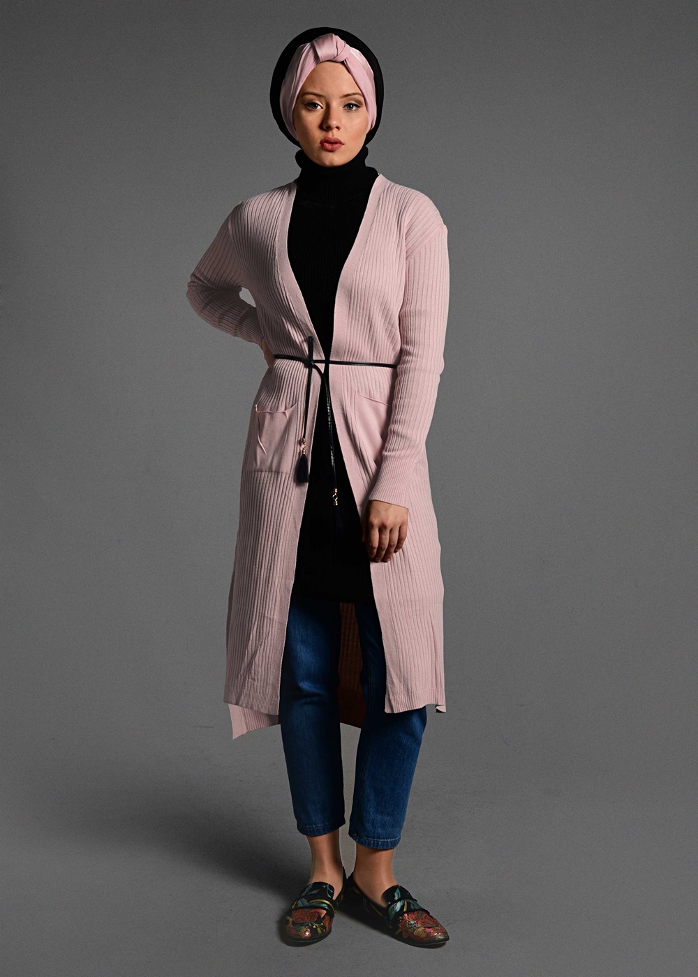 Vêtements hijab POUDRE GILET EN MAILLE AVEC POCHE 1619