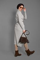 Tesettür giyim BEJ CEP DETAYLI TRİKO HIRKA 1619 