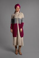 Tesettür giyim GRİ RENKLİ TRİKO HIRKA 1919 