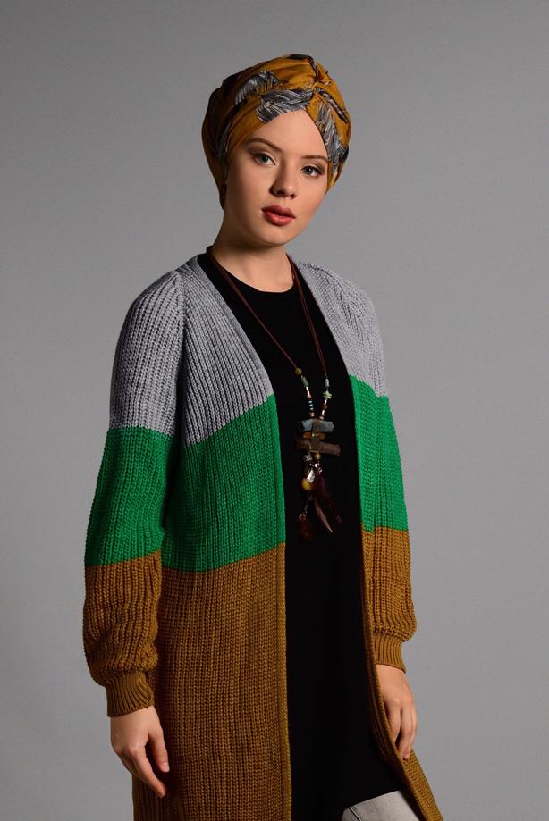 Tesettür giyim  RENKLİ TRİKO HIRKA 1919  - TRENDTESETTÜR