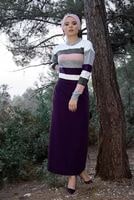 Hijab clothing GREY STRIPPED KNIT CARDIGAN 2008 