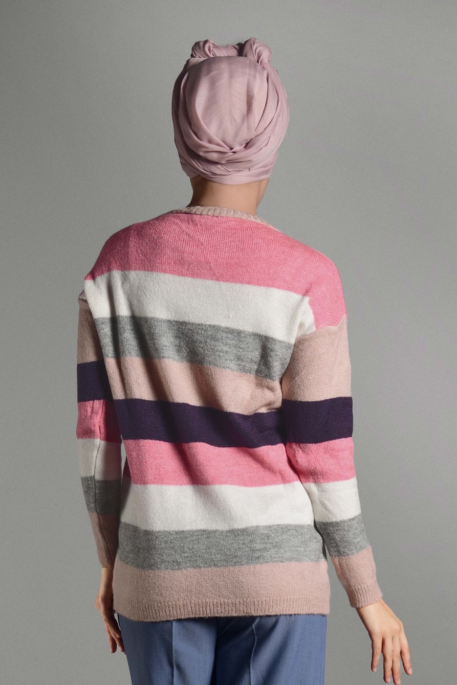 Vêtements hijab POUDRE GILET MAILLE À RAYURES 2008