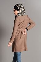 Tesettür giyim BEJ KUŞAKLI KEÇE CEKET 2419 