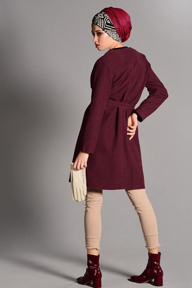 Tesettür giyim  KUŞAKLI KEÇE CEKET 2419  - TRENDTESETTÜR