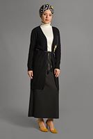 Tesettür giyim SİYAH NAKIŞLI TRİKO HIRKA 2619