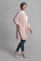 Tesettür giyim PUDRA CEPLİ TRİKO HIRKA 2719 