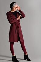 Vêtements hijab ROUGE BORDEAUX GILET MAILLE AVEC CEINTURE 3319