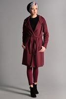 Vêtements hijab ROUGE BORDEAUX GILET MAILLE AVEC CEINTURE 3319