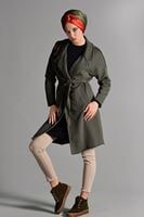 Vêtements hijab KAKI GILET MAILLE AVEC CEINTURE 3319