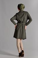 Vêtements hijab KAKI GILET MAILLE AVEC CEINTURE 3319