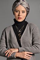 Tesettür giyim VİZON CEPLİ TRİKO HIRKA 3719