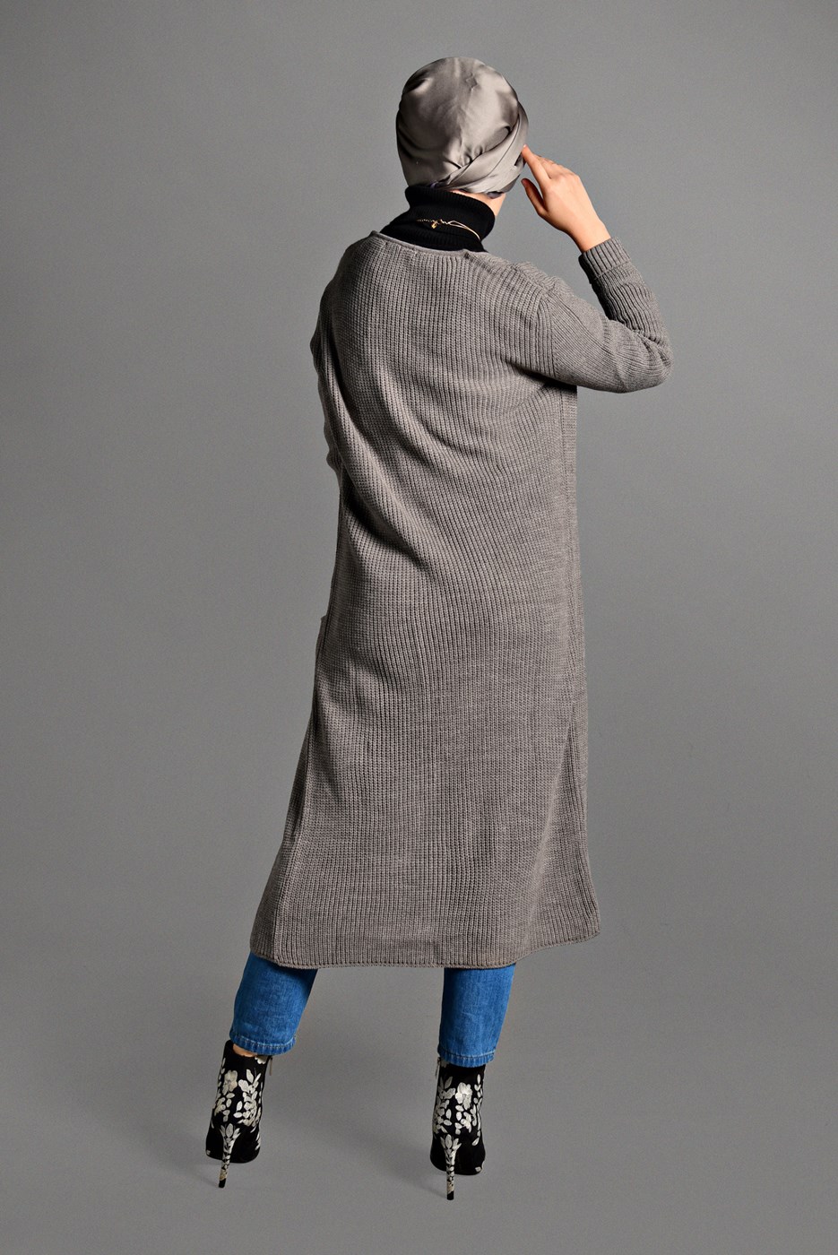 Hijab clothing MINK KNIT CARDIGAN WITH POCKETS 3719 