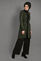 Tesettür giyim HAKİ CEPLİ TRİKO HIRKA T 4119