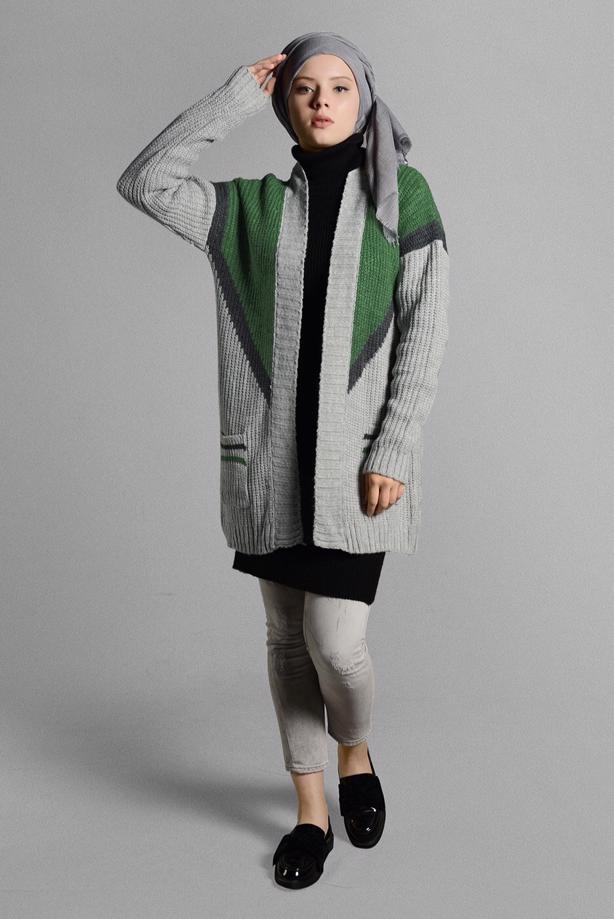 Tesettür giyim  CEPLİ TRİKO HIRKA 4719  - TRENDTESETTÜR