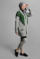 Tesettür giyim YEŞİL CEPLİ TRİKO HIRKA 4719 