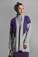 Tesettür giyim MOR CEPLİ TRİKO HIRKA 4719 