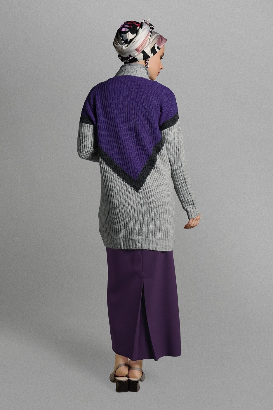 Tesettür giyim MOR CEPLİ TRİKO HIRKA 4719 