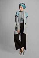 Tesettür giyim YEŞİL CEPLİ TRİKO HIRKA 4719 