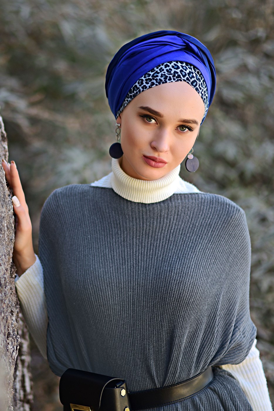 Vêtements hijab GRIS PONCHO EN TRICOT À MANCHES DOLMAN 5007
