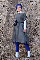 Vêtements hijab GRIS PONCHO EN TRICOT À MANCHES DOLMAN 5007