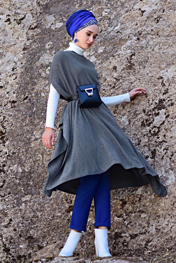 Vêtements hijab  DOLMAN SLEEVED KNIT PONCHO 5007  - TRENDTESETTÜR