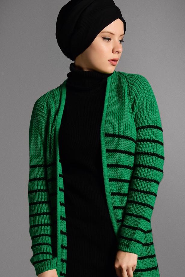 Vêtements hijab  STRIPPED KNIT CARDIGAN 5819  - TRENDTESETTÜR