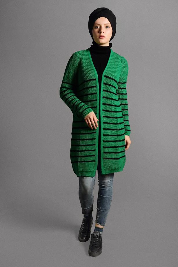 Vêtements hijab  STRIPPED KNIT CARDIGAN 5819  - TRENDTESETTÜR