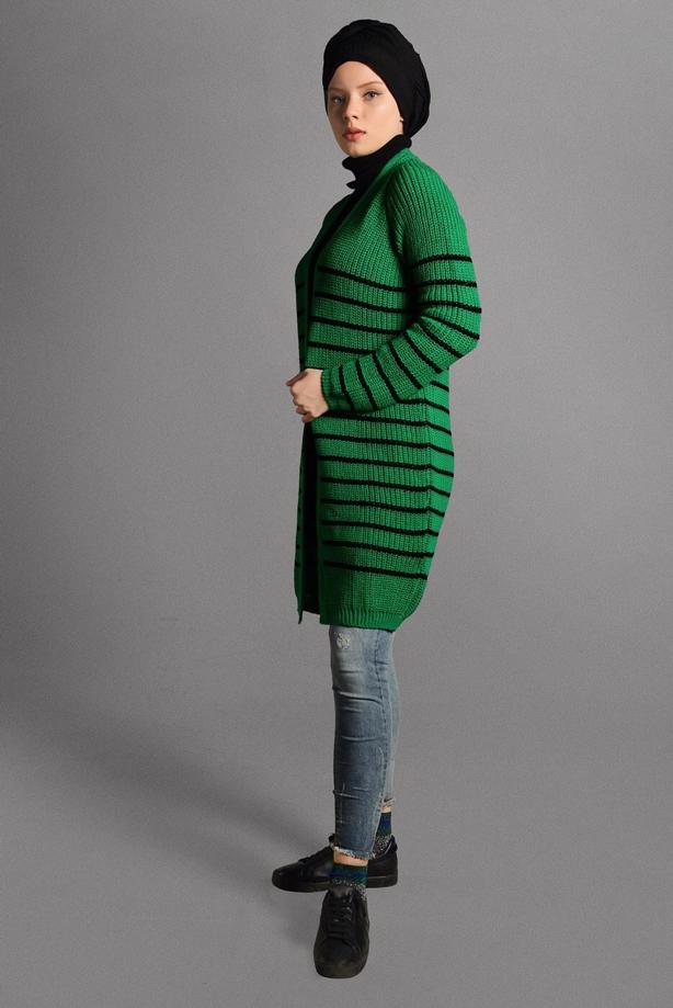 Vêtements hijab  STRIPPED KNIT CARDIGAN 5819  - TRENDTESETTÜR