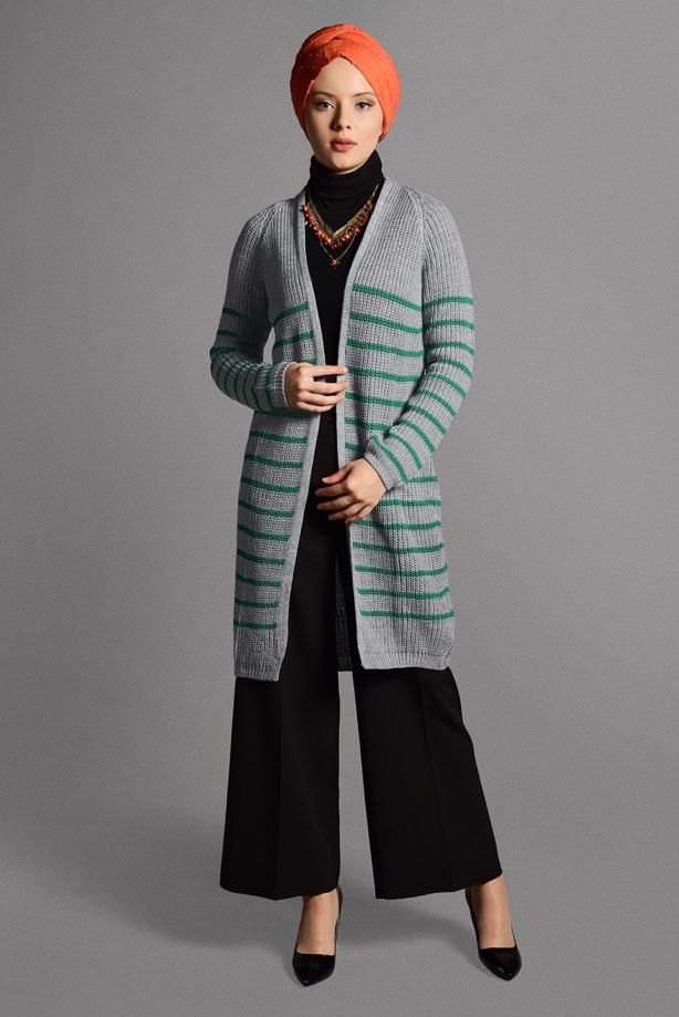 Vêtements hijab  STRIPPED KNIT CARDIGAN 5819  - TRENDTESETTÜR