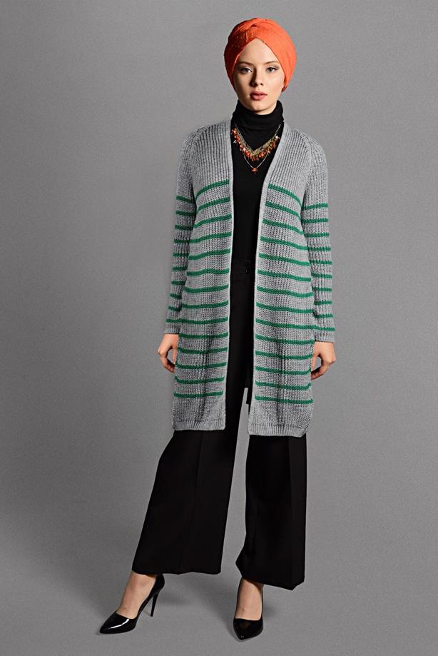 Vêtements hijab  STRIPPED KNIT CARDIGAN 5819  - TRENDTESETTÜR