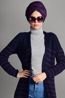 Vêtements hijab BLEU MARINE GILET MAILLE À RAYURES 5819