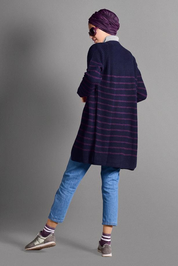 Vêtements hijab  STRIPPED KNIT CARDIGAN 5819  - TRENDTESETTÜR