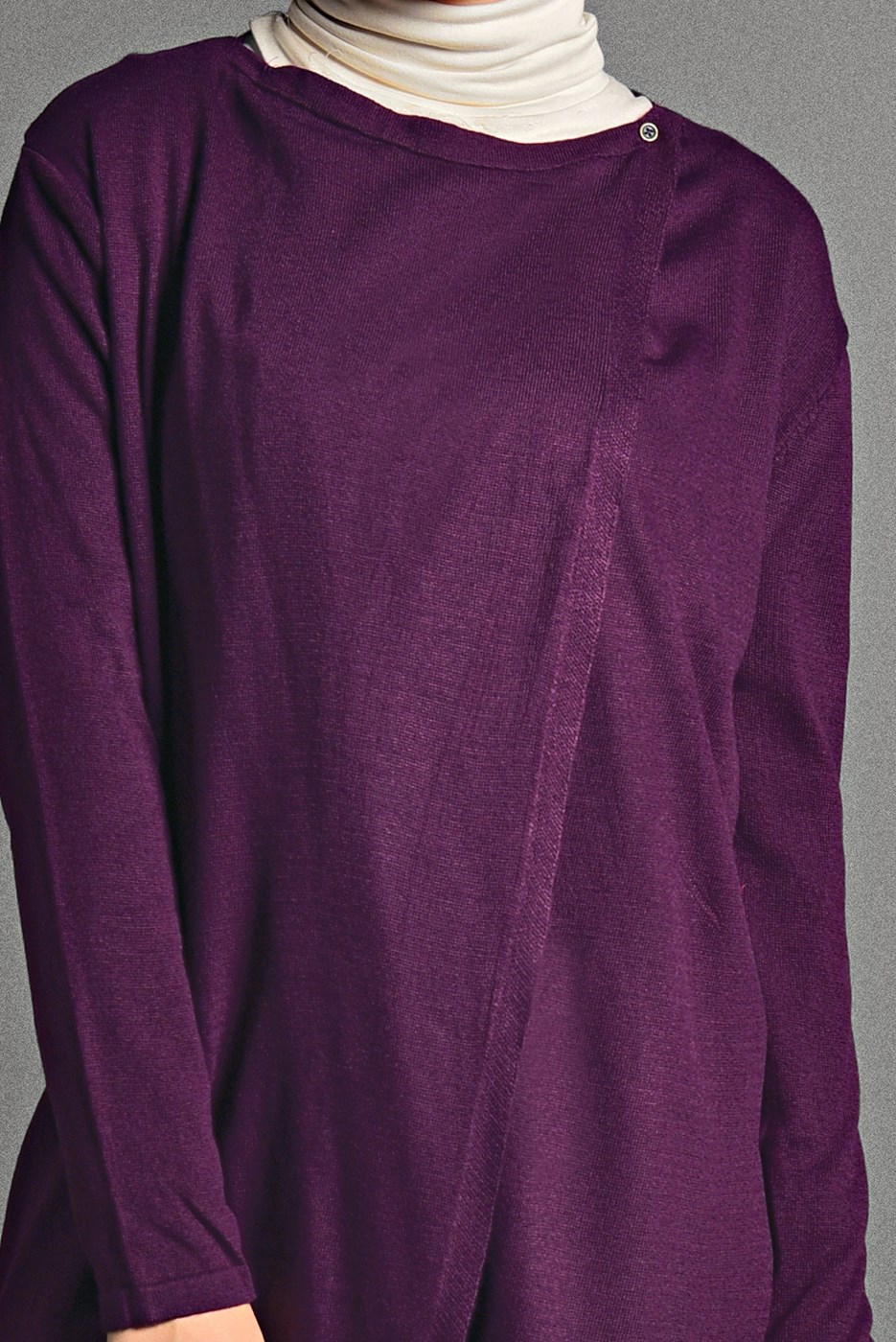 Tesettür giyim MOR ÇITÇIT DETAYLI TRİKO HIRKA 6519 