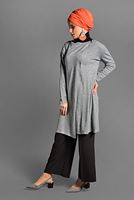 Tesettür giyim GRİ ÇITÇIT DETAYLI TRİKO HIRKA 6519 
