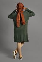 Tesettür giyim HAKİ ÇITÇIT DETAYLI TRİKO HIRKA 6519 