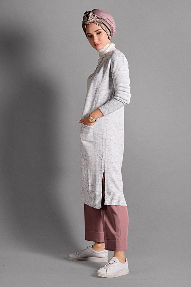 Vêtements hijab  KNIT CARDIGAN WITH SLITS 8112  - TRENDTESETTÜR