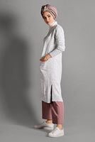 Hijab clothing CREAM KNIT CARDIGAN WITH SLITS 8112 