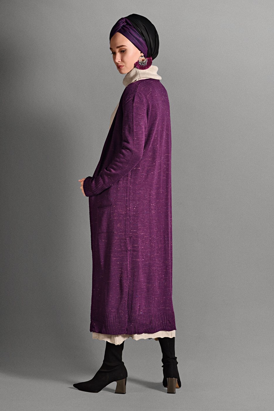 Vêtements hijab FUCHSIA GILET EN MAILLE AVEC FENTES 8112