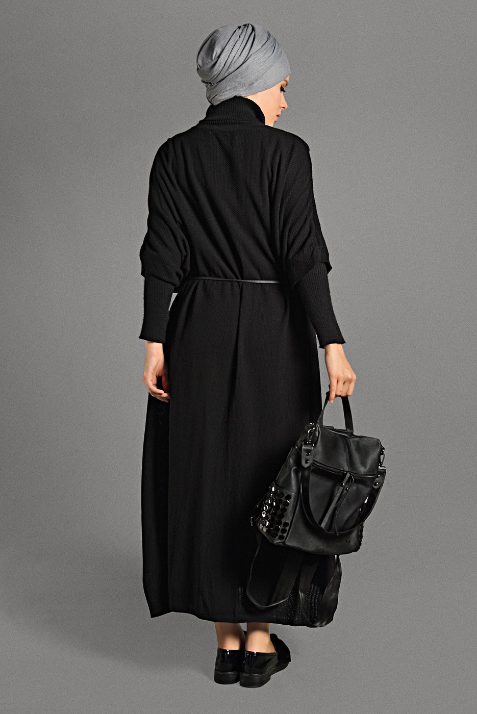 Vêtements hijab NOIR GILET EN MAILLE À FLUIDE 9130