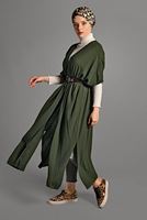 Vêtements hijab KAKI GILET EN MAILLE À FLUIDE 9130