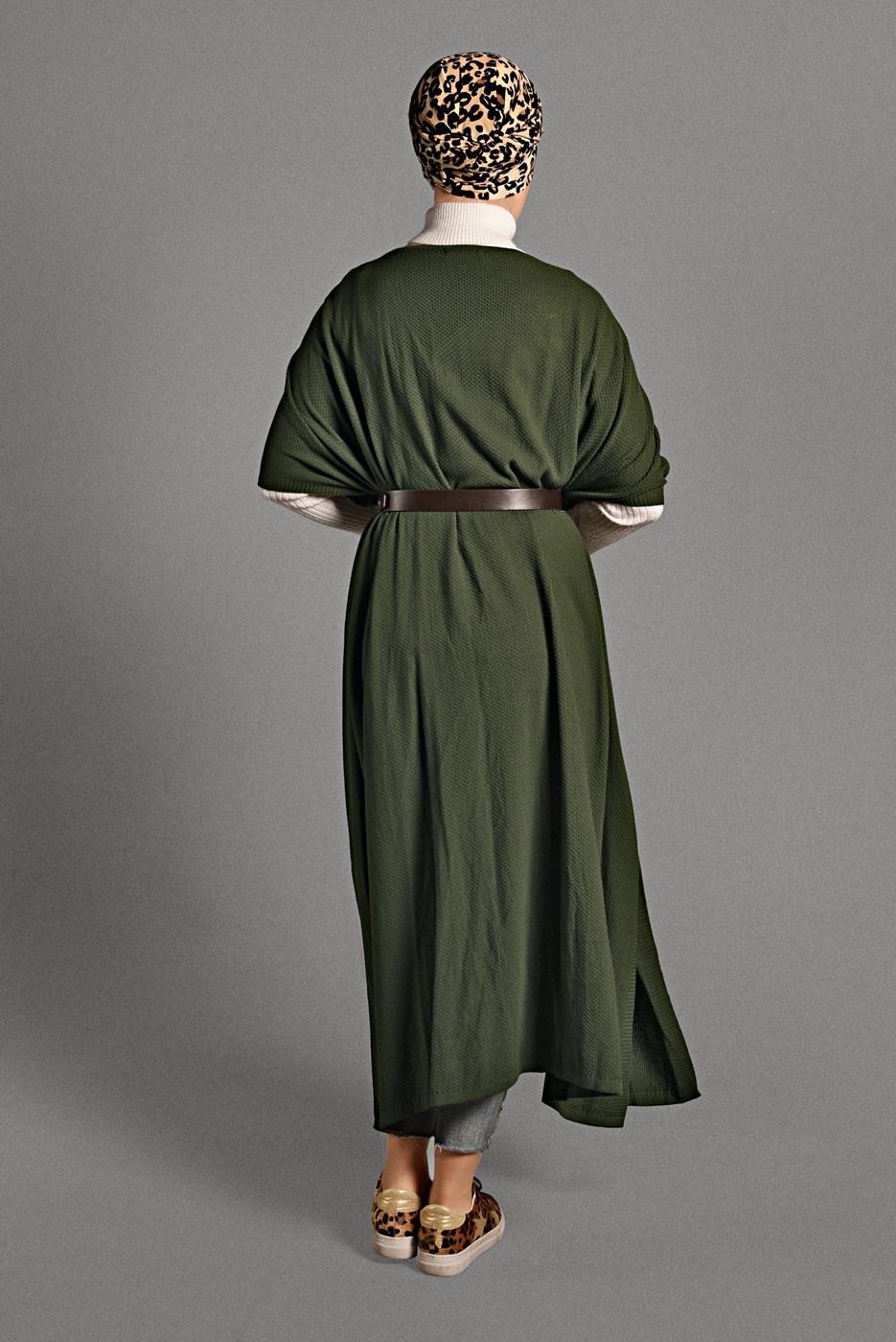 Vêtements hijab KAKI GILET EN MAILLE À FLUIDE 9130