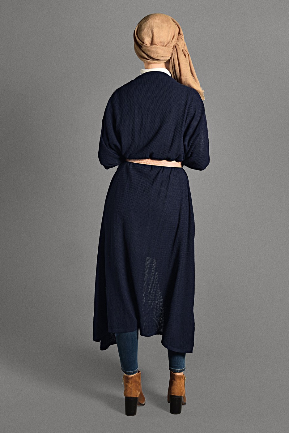 Vêtements hijab BLEU MARINE GILET EN MAILLE À FLUIDE 9130