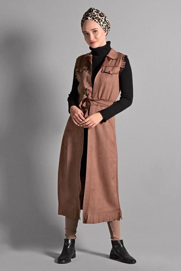 Vêtements hijab  BELTED SUEDE VEST 0418 - TRENDTESETTÜR