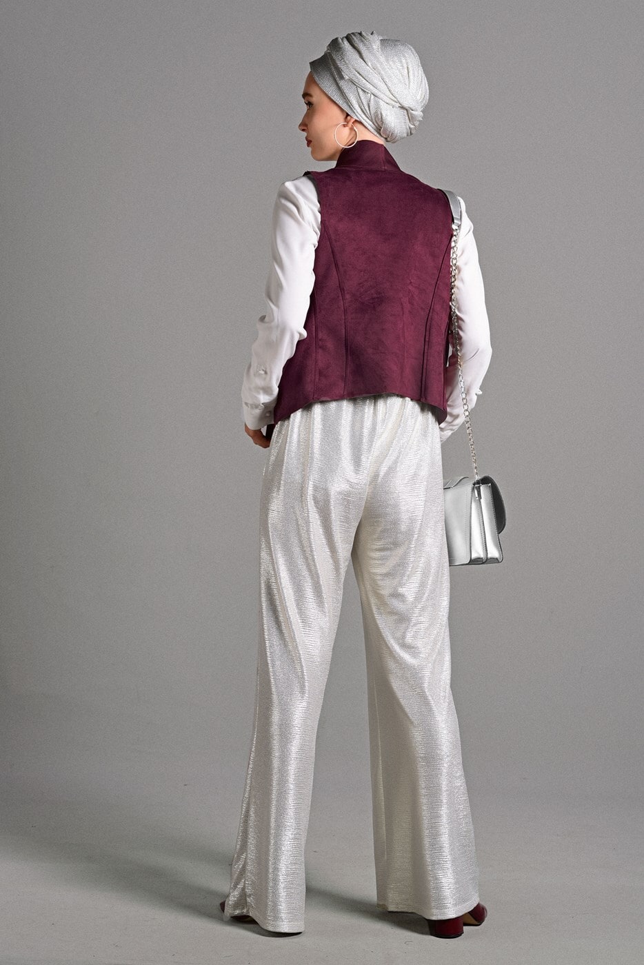 Vêtements hijab ROUGE BORDEAUX GILET EN DAIM 597