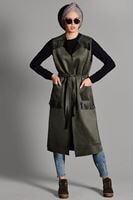 Tesettür giyim HAKİ PÜSKÜL DETAYLI KUŞAKLI SÜET YELEK 1117