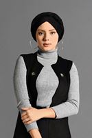 Vêtements hijab NOIR GILET EN DAIM À ŒILLETS 2418 