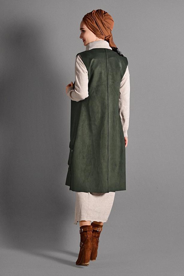 Vêtements hijab  GROMMET DETAILED SUEDE VEST 2418 - TRENDTESETTÜR
