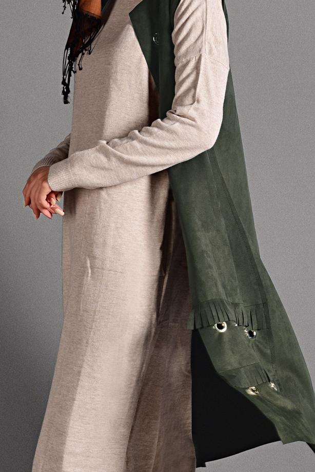 Vêtements hijab  GROMMET DETAILED SUEDE VEST 2418 - TRENDTESETTÜR
