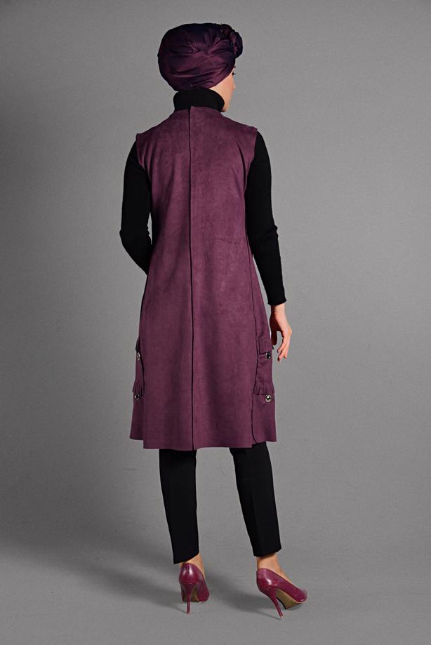 Vêtements hijab  GROMMET DETAILED SUEDE VEST 2418 - TRENDTESETTÜR