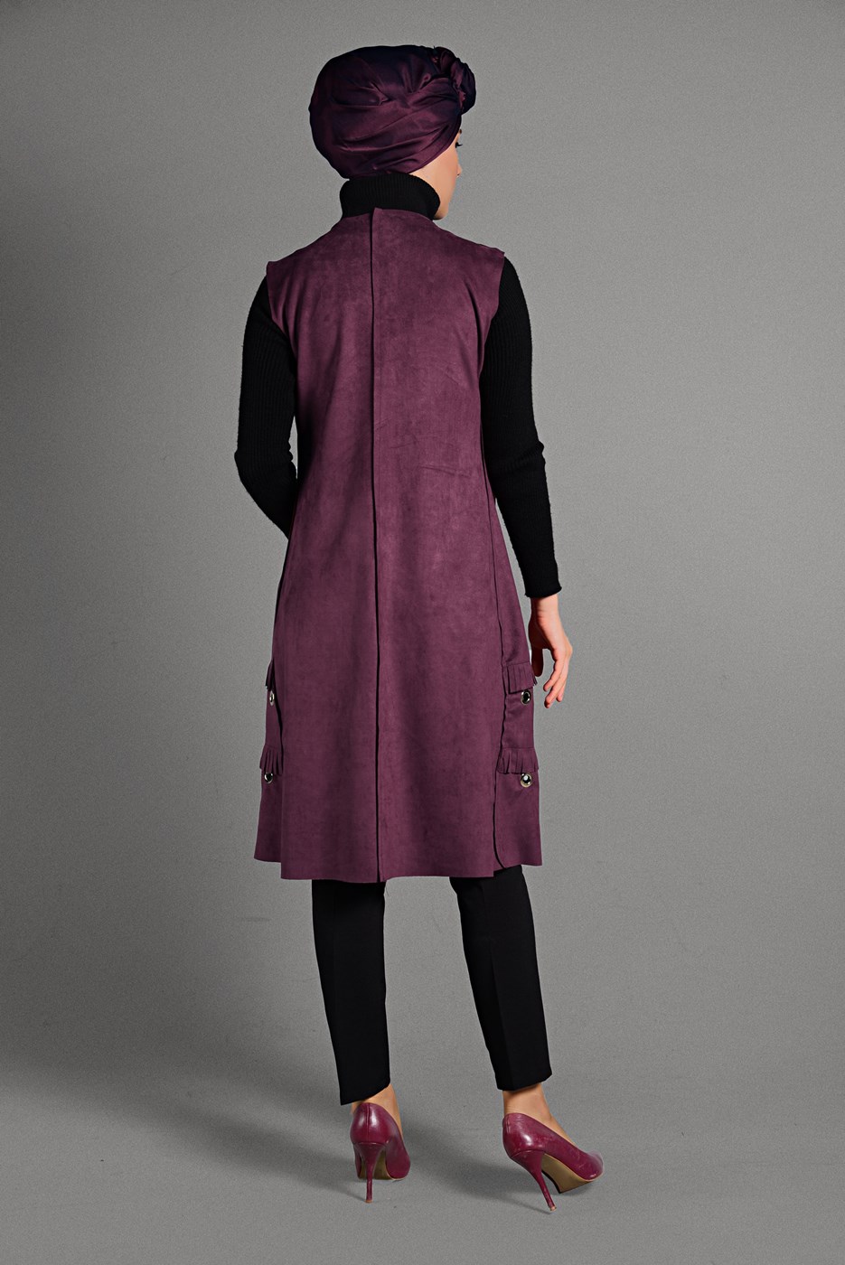 Vêtements hijab PRUNE GILET EN DAIM À ŒILLETS 2418 